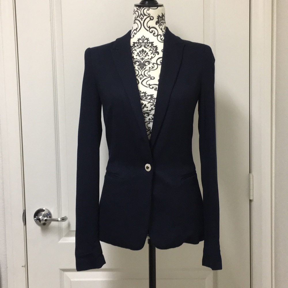 Zara Navy Jersey Blazer